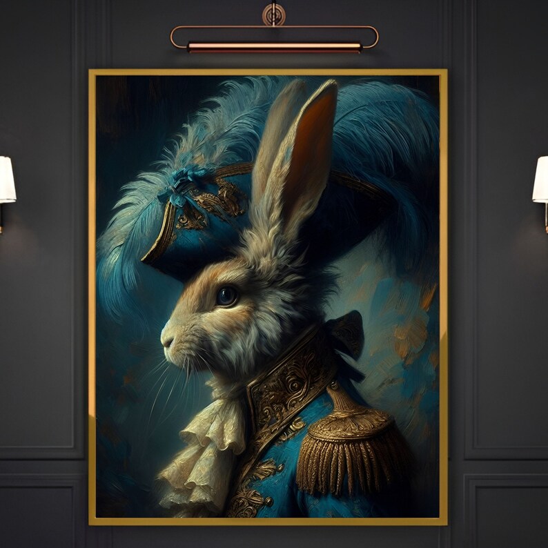 Rabbit Portrait Art, Rabbit Art Print, Renaissance Rabbit Portrait ...