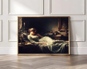 Victorian Woman Portrait Print: Moody Dark Academia Wall Art (Digital Download)