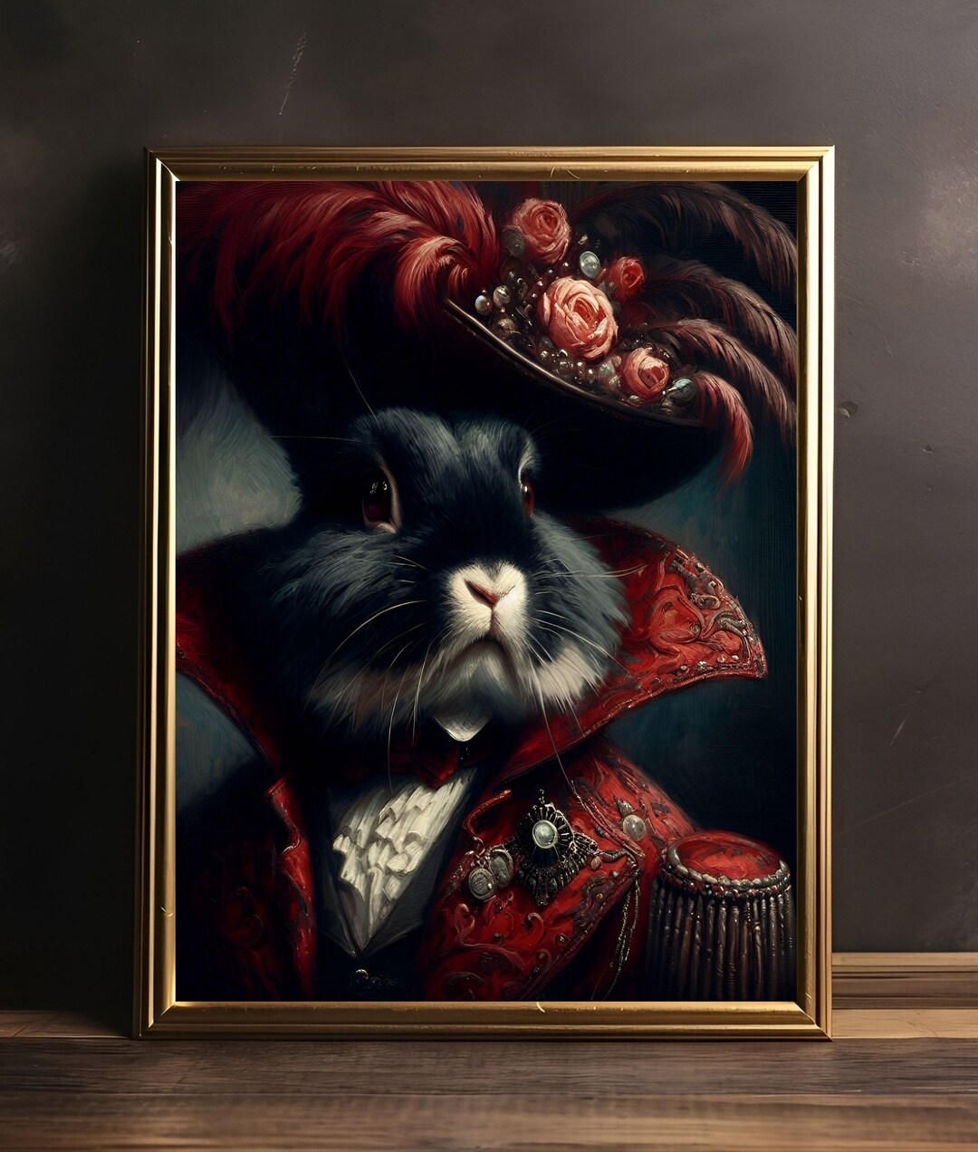 Renaissance Rabbit Portrait, Rabbit Art Print, Rabbit Portrait Art ...