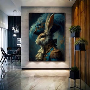 Victorian Rabbit Portrait Print: Renaissance Style Animal Art (Digital Download image 3