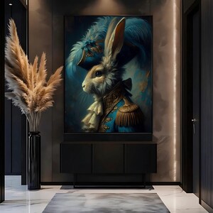 Victorian Rabbit Portrait Print: Renaissance Style Animal Art (Digital Download image 2