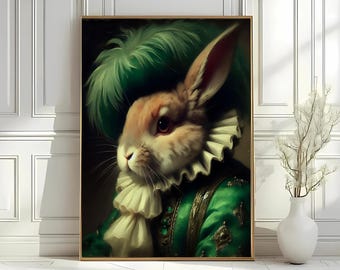 Stampa del ritratto di coniglio vittoriano: arte animale rinascimentale (download digitale)
