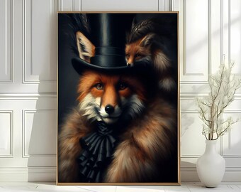 Victoriaanse vosportretafdruk: Dark Academia Wall Art (digitale download)