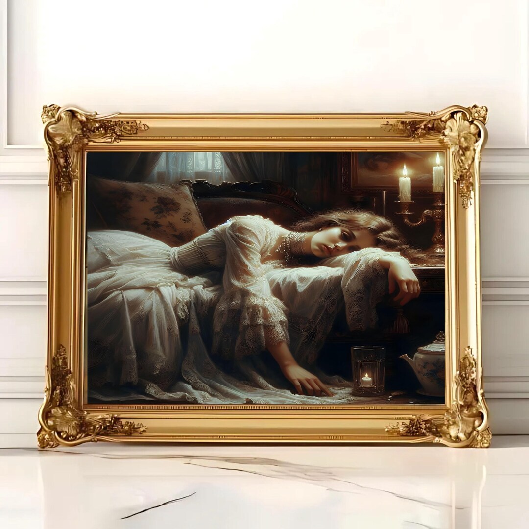 Tired Woman, Decadent Young Woman, Woman Portrait Print, Victorian Wall ...