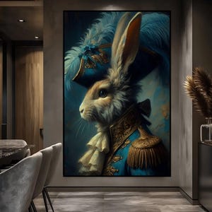 Victorian Rabbit Portrait Print: Renaissance Style Animal Art (Digital Download image 9