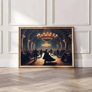 Pôster de pintura de dança de salão vitoriana: arte de casal romântico (download digital)