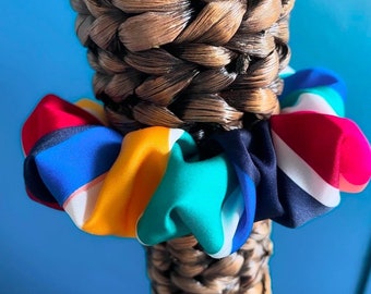 Rainbow Silky Satin Scrunchie