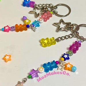Gummy Bear Keychain, Rainbow Candy Beads & Star Charm