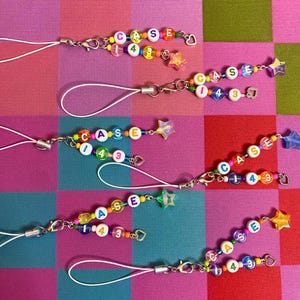 SKZ Case 143 Themed Phone Charm, K-Pop Light Stick Charm Strap, Rainbow Heart and Star Phone Charms, K-Pop Inspired, Stray Kids Song, Beads