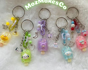 Kawaii Animal Popsicle Keychain: Handmade Charm Keyring