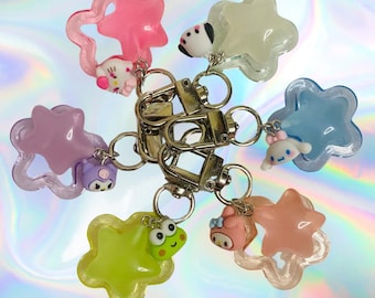 Animal Friends Bag Charm, Kawaii Star Keychain