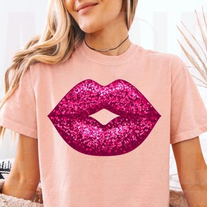 Glittery Lips PNG, pink lips, Valentines day png, Valentines lips png, lips png, kisses png, love png, hearts png, Lips sublimation,