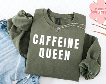 Caffeine Queen PNG: Retro Coffee Sublimation Design (Digital Download)