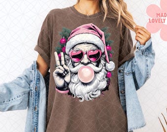 Retro Pink Santa Claus PNG: Vintage Christmas Digital Design (Digital Download)