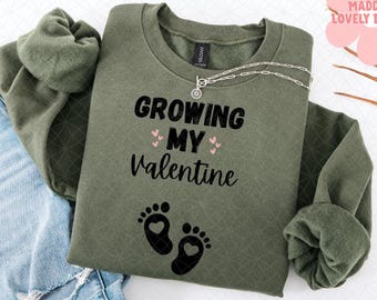 Growing My Valentine PNG: Pregnancy Announcement Design (Digital Download)