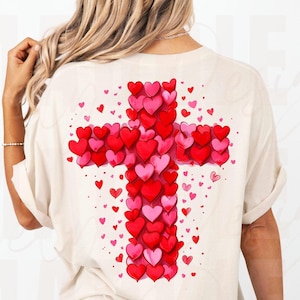 Hearts Cross PNG: Jesus Valentines Graphic (Digital Download)