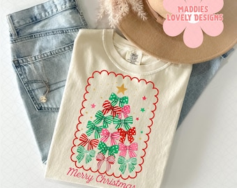Coquette Christmas Tree Bows PNG, Trendy Xmas Design (Digital Download)