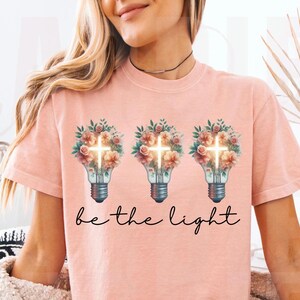 Be The Light PNG: Christian Cross Floral Design (Digital Download)