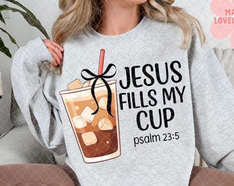 Jesus füllt meinen Becher PNG, christliches Bibel-Vers-Design (digitaler Download)