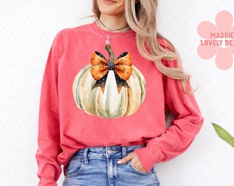 Fall Pumpkin PNG: Girl Pumpkin with Bow (Digital Download)