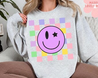 Smiley à damier PNG : art numérique tendance (téléchargement numérique)