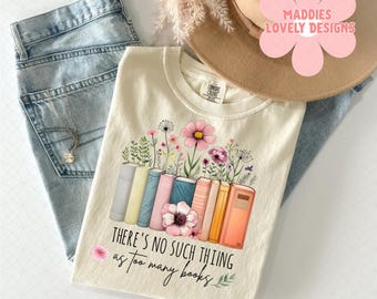 Too Many Books PNG: Book Lover Design (Digital Download)