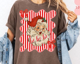 Retro Santa PNG, Coquette Christmas Design (Digital Download)