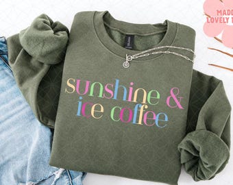 Sunshine & Iced Coffee PNG: Retro Summer Vibes-ontwerp (digitale download)