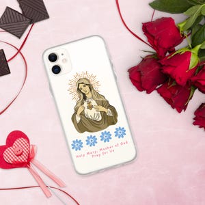 Klare iPhone Hülle | Unbeflecktes Herz Mariens | Katholische Handyhülle | Marian Geschenk | Katholische Geschenk für Frauen & Jugendliche | Konfirmation Geschenk
