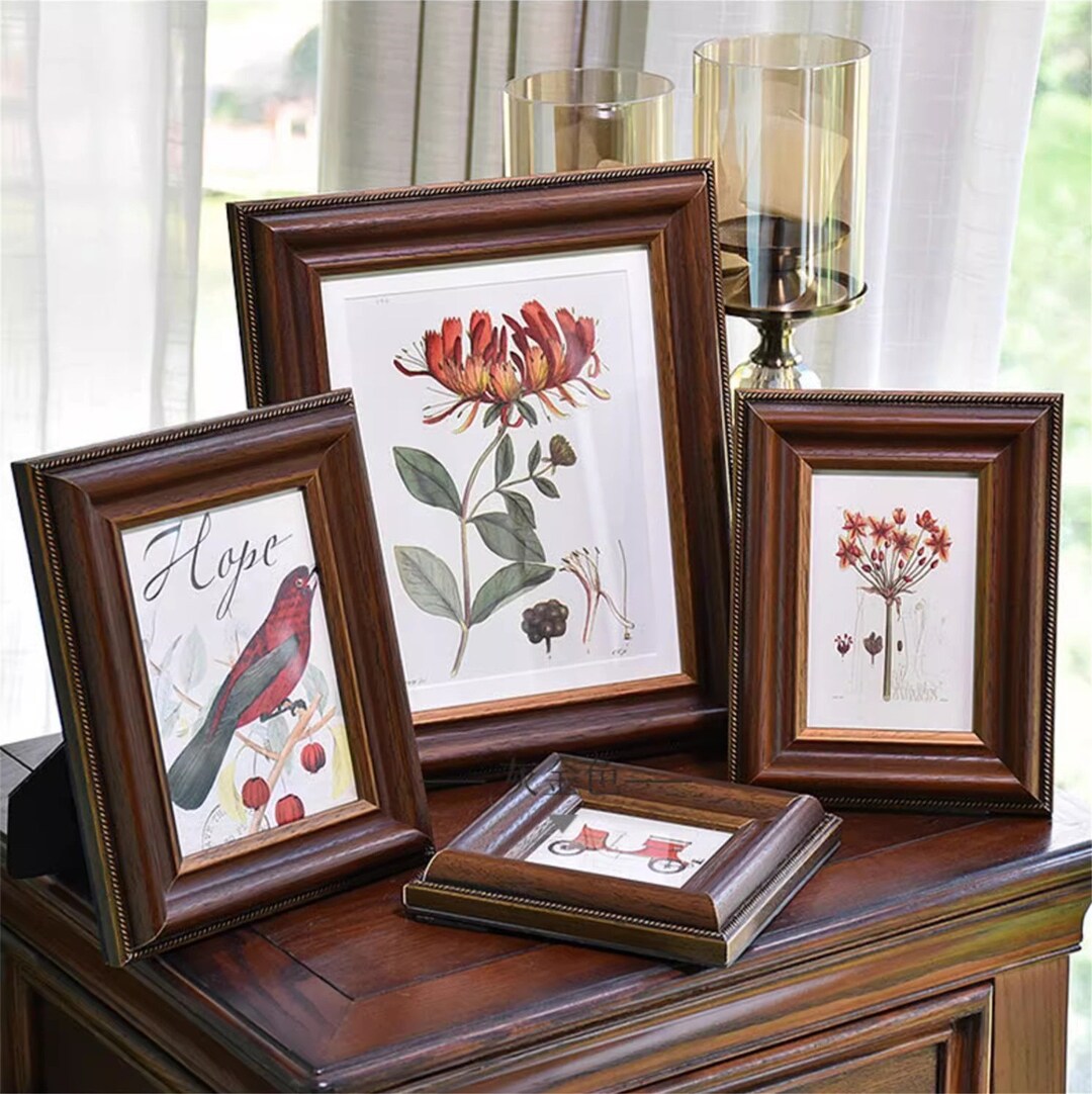 Solid Wood Retro Rounded Corners Craft Frames Wood Picture Etsy