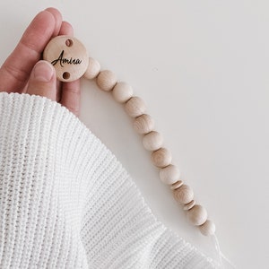 Personalized wooden pacifier chain