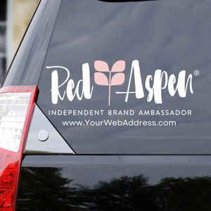 Calcomanía para ventana de embajador de la marca Red Aspen, vinilo, pegatina para ventana, publicidad, enlace comercial, calcomanía para auto, calcomanía para camioneta, calcomanía para auto, calcomanía para SUV, linda