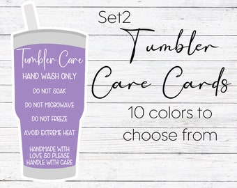 Tumbler Care Cards Set 2, Tarjeta de cuidado impresa, Tumbler Care, Instrucciones de lavado, Tumbler Shop, Tumbler Business, Tumbler, Cute Care Card