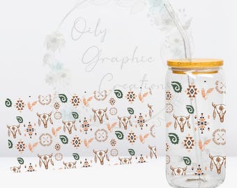 Vinilo adhesivo UV con diseño del oeste, para latas de vidrio de 473 ml (16 oz), vasos de vidrio, transferencia, vinilo, calcomanía, listo para aplicar, café, estilo campestre