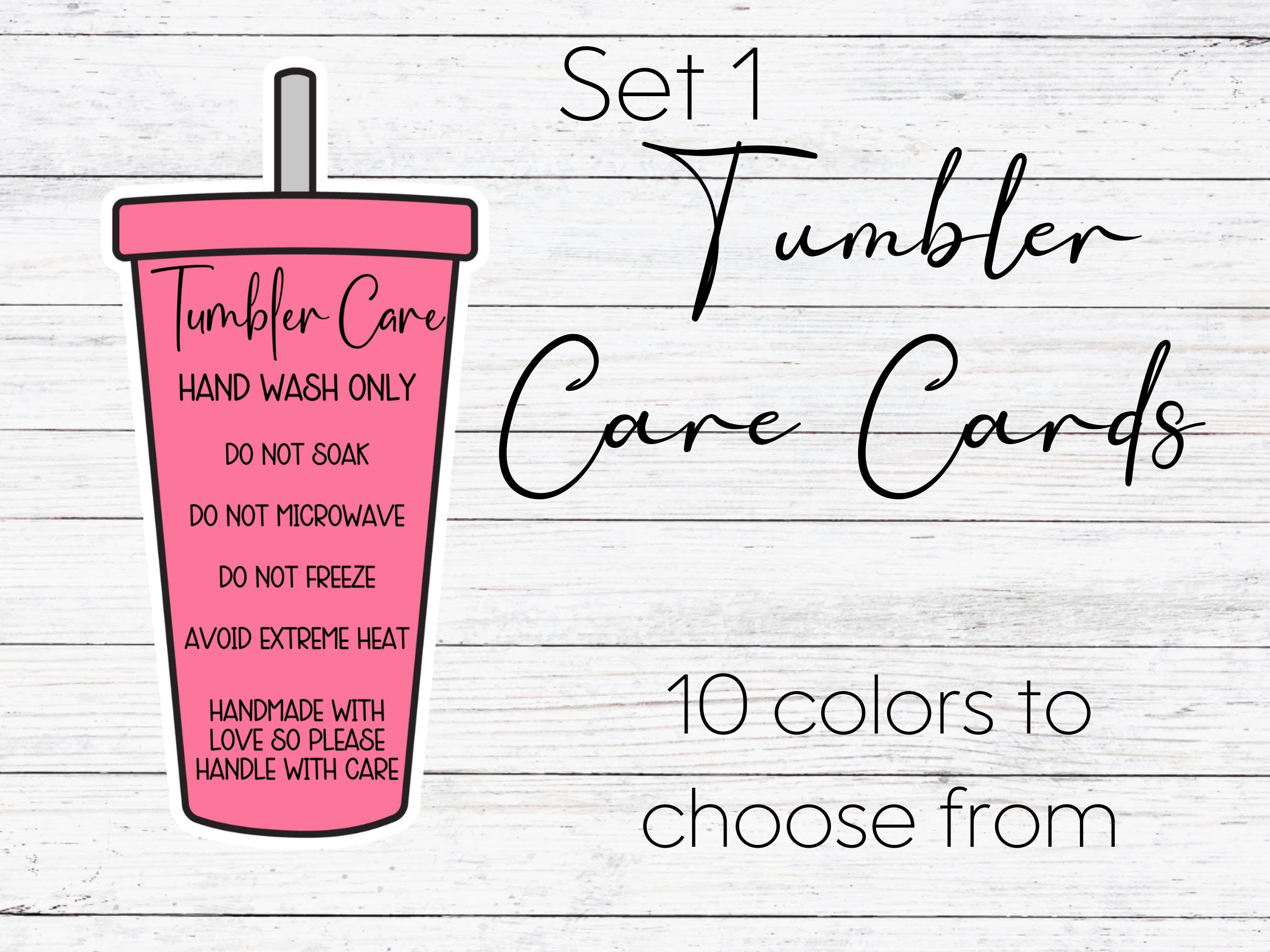 Tumbler Care Cards Set 1, Imprimé Care Card, Tumbler Care, Instructions de lavage, Tumbler Shop, Tumbler Business, Tumbler, Cute Care Card