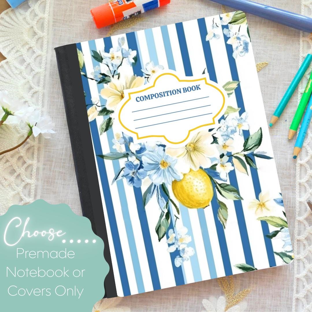 Lemons Blue Stripes Composition Notebook & Covers, School Supplies ...
