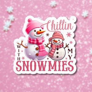 Chillin with my Snowmies Happy Mail Stickers, Packaging Sticker, Happy Mail, Small Business, Sticker Sheet, Packaging, Snow, Christmas, Pink