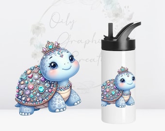 Decalcomania per bambini Turtle Jewels UV DTF 3 in, decalcomania per lattina di vetro, tazza di vetro, bicchiere, decalcomania, involucro, trasferimento, pronta per l'applicazione, caffè