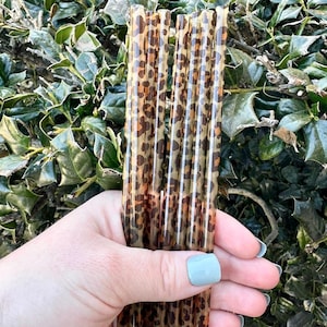 Brunt leopardmönster 9 tum återanvändbart sugrör i plast, dricksglas, miljövänligt, tumbler, BPA-fritt