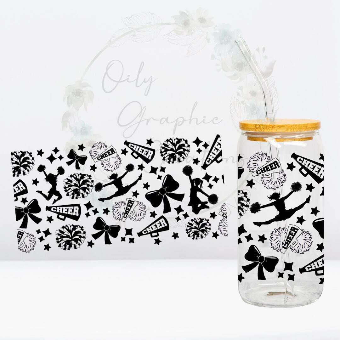 Cheer UV DTF Wrap, 16oz Glass Can Wrap, Glass Cup, Transfer, Wrap ...