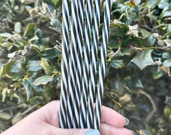 黒と白のストライプ柄、9インチの再利用可能なプラスチックストロー、ドリンクウェア、環境に優しい、タンブラー、BPAフリー