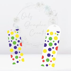 Primary Dots UV DTF Bookmark Decal, Bookmark, Book, Reading, Decal, Marker, Clear, Transfer, Wrap, Read, Colorful, Goft for Reader