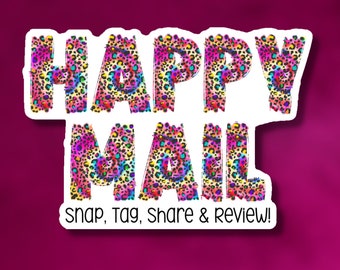 Happy Mail Print Happy Mail-stickers, verpakkingsstickers, Happy Mail, klein bedrijf, stickervel, verpakkingsmateriaal, label, recensie, delen, label