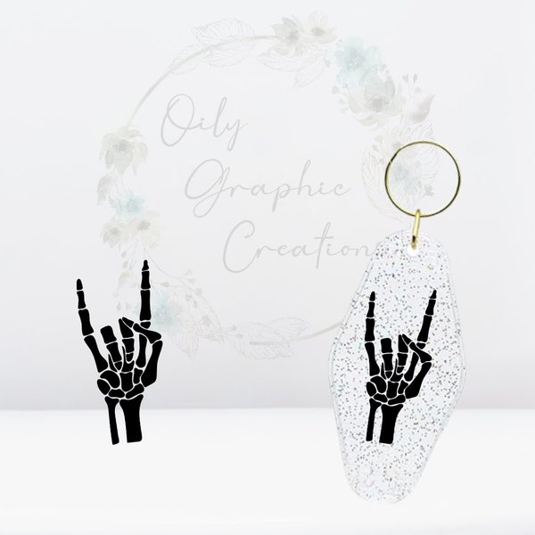 Skeleton Hand UV DTF Keychain Decal, Keychain Decal, Hotel Style, Decal, Wrap, Transfer, Ready to Apply, Skeleton, Hand, Rock, Creepy