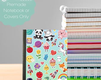 Stickers Mini Composition Notebook & Covers, School Supplies, Back to School Supplies, Customized Notebook, Kawaii