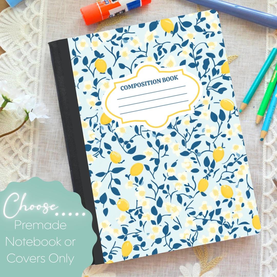 Little Lemons Blue Back Composition Notebook & Covers, School Supplies ...