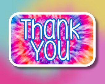 Bedankt Tie-dye Bright Happy Mail-stickers, Verpakkingsstickers, Happy Mail, Kleine bedrijven, Stickervel, Verpakkingsmateriaal, Bedankt