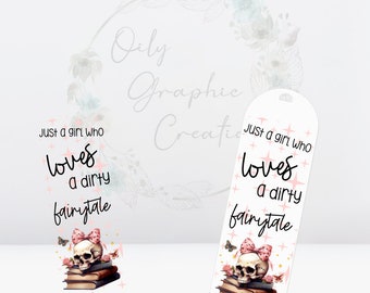 Dirty Fairytale UV DTF Bookmark Decal, Bookmark, Book, Reading, Decal, Marker, Clear, Transfer, Wrap, Read, Chapter, Skeleton, Skull, Bows