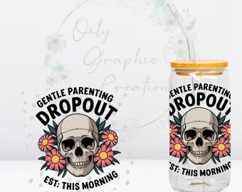 Drop Out UV DTF 4in Decal, 16oz Glass Can Decal, Glass Cup, Decal, Wrap, Transfer, Ready to Apply, Gift for Mom