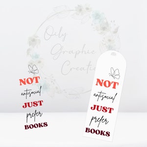 Not Antisocial UV DTF Bookmark Decal, Bookmark, Book, Reading, Decal, Marker, Clear, Transfer, Wrap, Read, Chapter, Antisocial, Funny, Pages